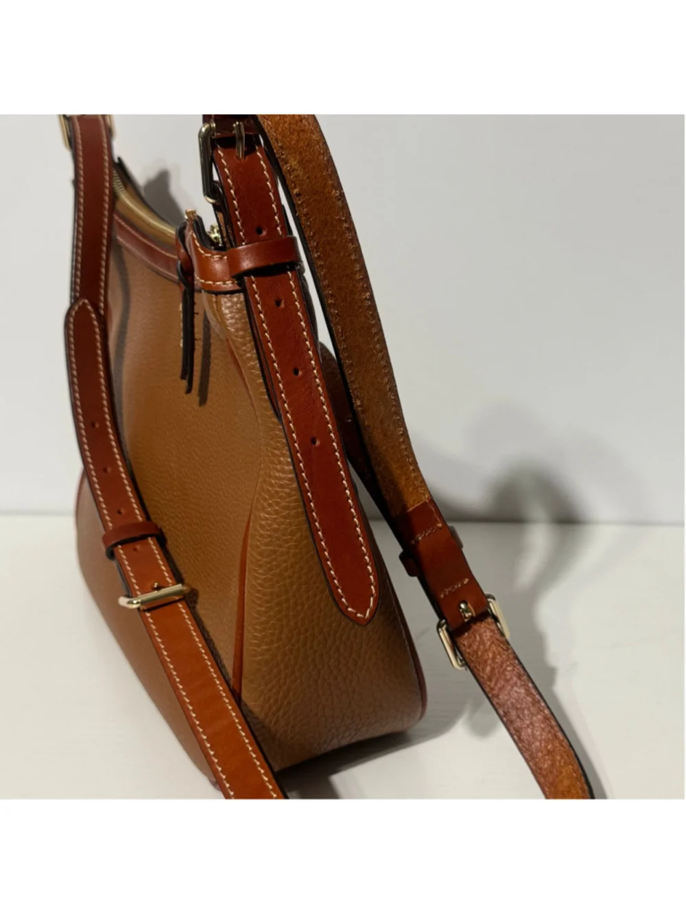 Dooney & Bourke 1975 Pebbled Leather Crossbody Shoulder Bag Brown Red